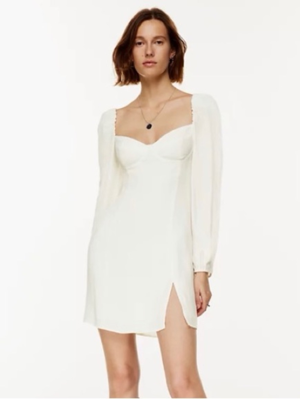 Wilfred White Novella Dress - Sweetheart Neck Mini Dress - Picture 1 of 4